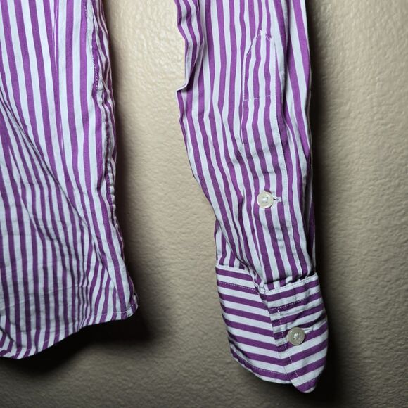 Polo Ralph Lauren Women’s 2 Slim Stretch Purple White Striped Button-Up Shirt - Picture 8 of 8